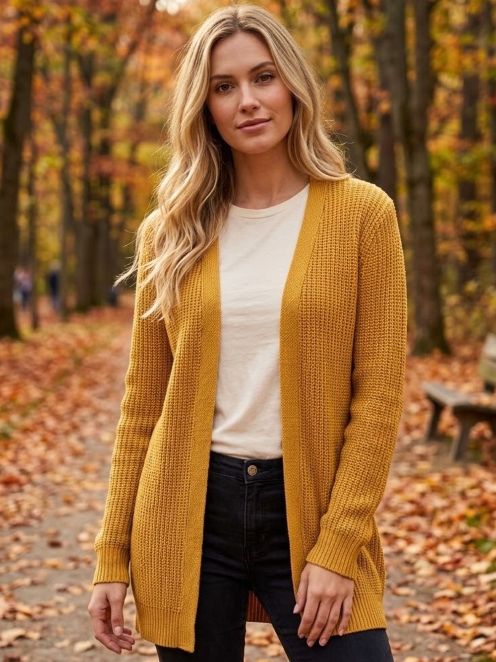 |NWT| PINQUE Jamelya Mustard Lace Up Back Open Front Knit Cardigan L